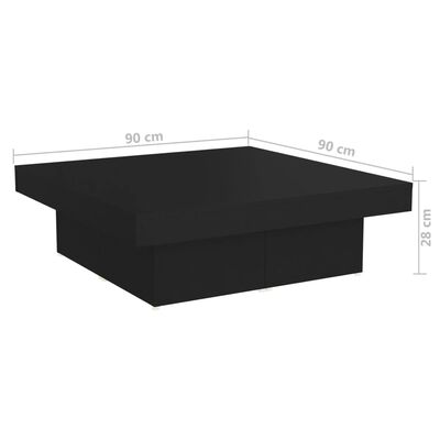 vidaXL Mesa de centro madera contrachapada negro 90x90x28 cm