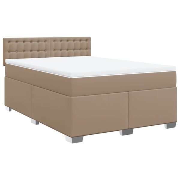 vidaXL Cama box spring con colch&oacute;n cuero sint&eacute;tico capuchino 160x200cm