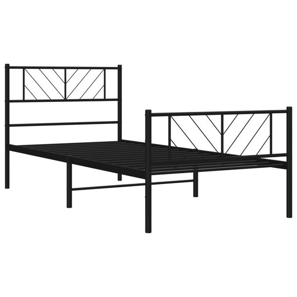 vidaXL Estructura cama sin colchón con estribo metal negro 75x190 cm
