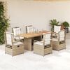 vidaXL Set comedor de jard&iacute;n 7 pzas con cojines rat&aacute;n sint&eacute;tico beige