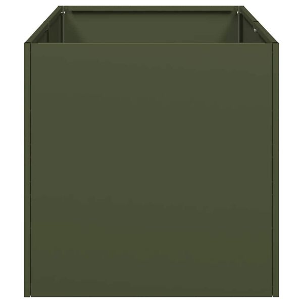 vidaXL Jardinera de acero laminado en fr&iacute;o verde oliva 40x80x40 cm
