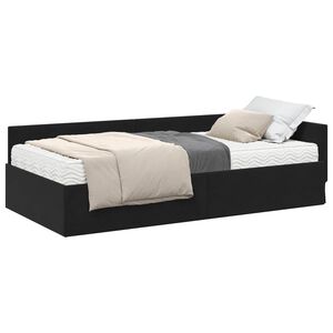 vidaXL Estructura de Cama Esquina con Colch&oacute;n 2 pcs Negro Terciopelo