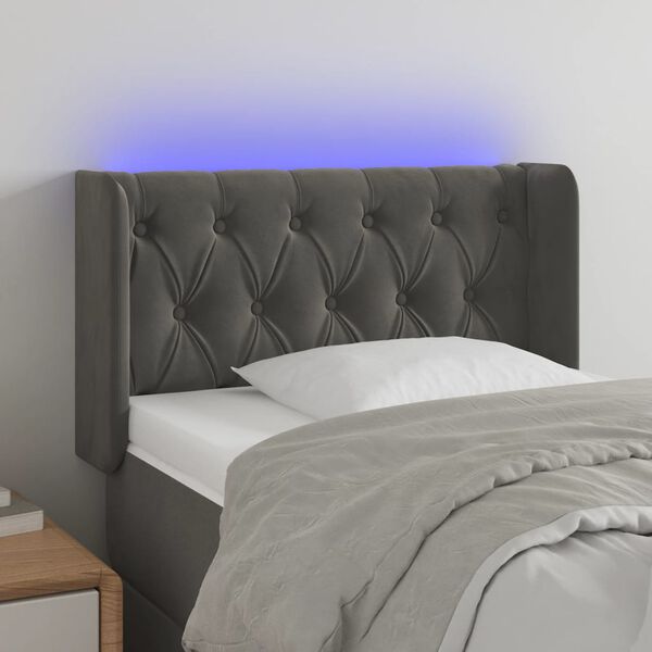 vidaXL Cabecero con LED de terciopelo gris oscuro 83x16x78/88 cm