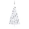 vidaXL Medio &aacute;rbol de Navidad con luces y bolas blanco 150 cm