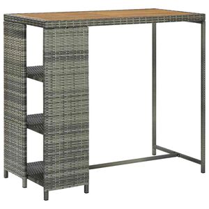 vidaXL Mesa bar estante almacenaje 120x60x110 cm rat&aacute;n sint&eacute;tico gris