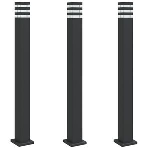 vidaXL L&aacute;mparas de suelo de exterior 3 unidades aluminio negro 110 cm