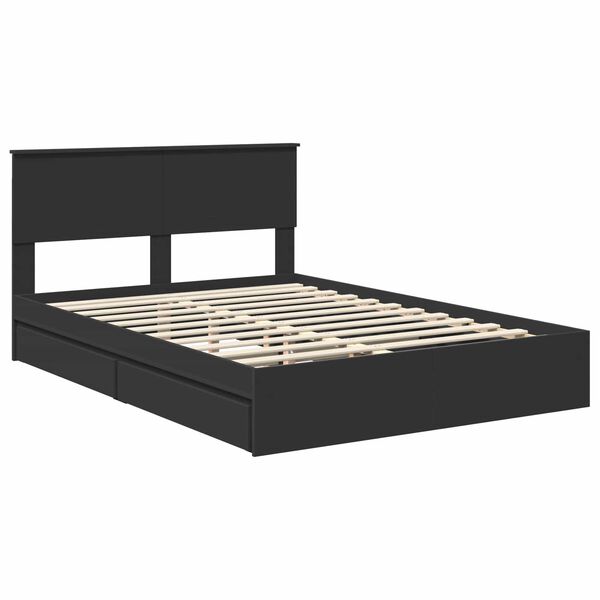 vidaXL Cama con almacenamiento Negro 140 x 190 cm Madera de ingenier&iacute;a