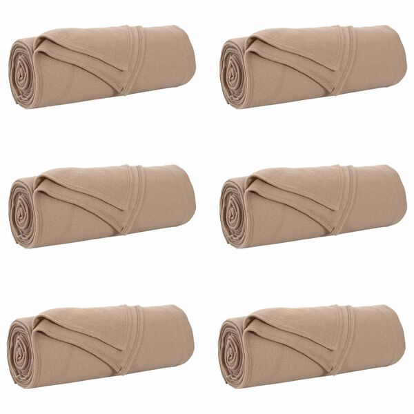 vidaXL Mantitas de Sof&aacute; 6 pcs Camel 210 x 140 cm Lana