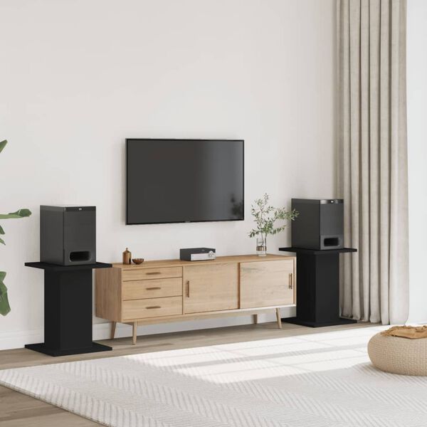 vidaXL Soportes altavoces 2 uds madera ingeniería negro 30x30x60 cm