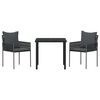 vidaXL Conjunto de Comedor de Jard&iacute;n 3 pcs Negro y Gris