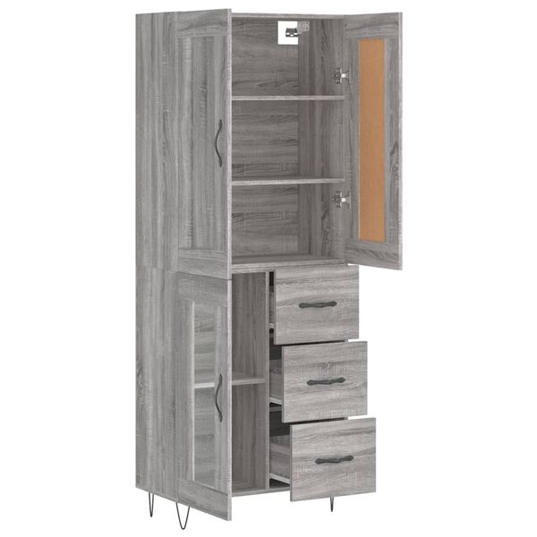 vidaXL Aparador alto madera contrachapada gris sonoma 69,5x34x180 cm