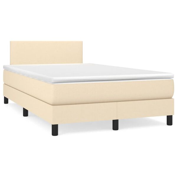 vidaXL Cama box spring con colch&oacute;n tela color crema 120x190 cm