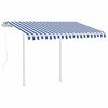 vidaXL Toldo retr&aacute;ctil autom&aacute;tico con postes azul y blanco 3,5x2,5 m