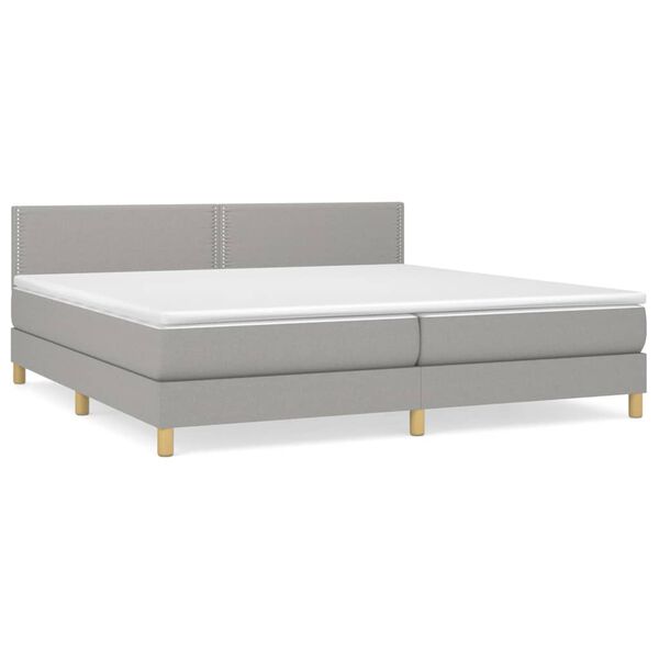 vidaXL Cama box spring con colch&oacute;n tela gris claro 200x200 cm