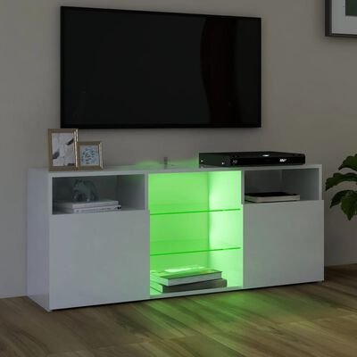 vidaXL Mueble de TV con luces LED blanco brillante 120x30x50 cm