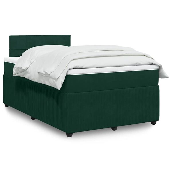 vidaXL Cama box spring con colch&oacute;n terciopelo verde oscuro 120x200 cm