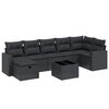 vidaXL Set de sof&aacute;s de jard&iacute;n 8 piezas y cojines rat&aacute;n sint&eacute;tico negro