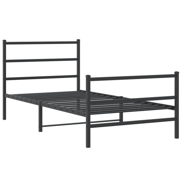 vidaXL Estructura cama sin colch&oacute;n con estribo metal negro 100x200 cm
