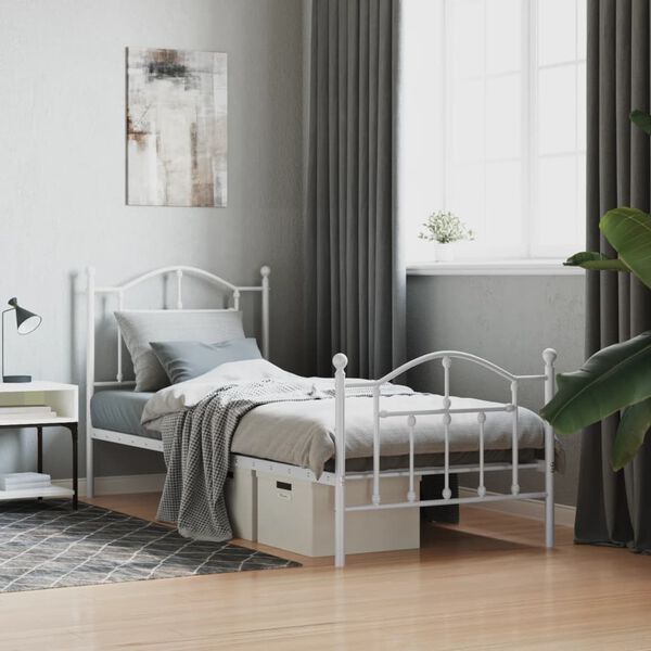 vidaXL Estructura cama sin colch&oacute;n con estribo metal blanco 80x200 cm