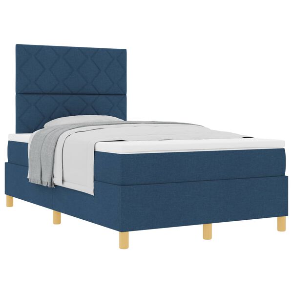 vidaXL Cama tipo Box Spring con colch&oacute;n Azul 120 x 190 cm tela