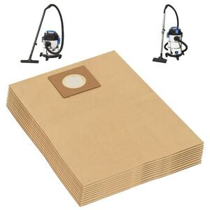 vidaXL Bolsas de papel para aspirador en seco y h&uacute;medo 10 uds marr&oacute;n