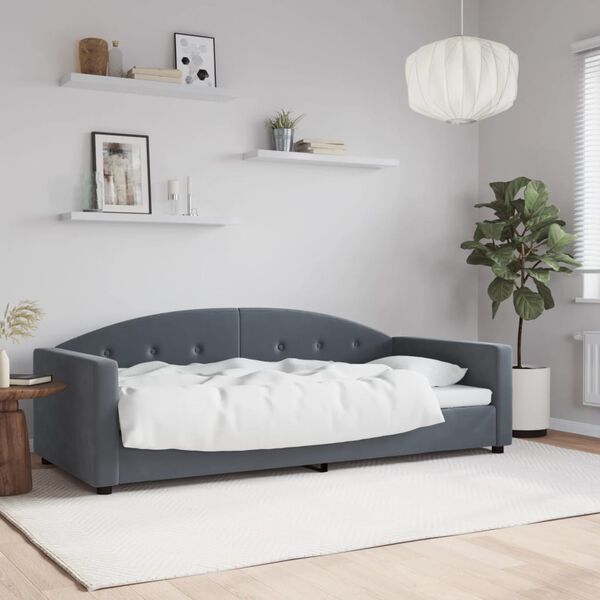 vidaXL Sof&aacute; cama terciopelo gris oscuro 90x190 cm