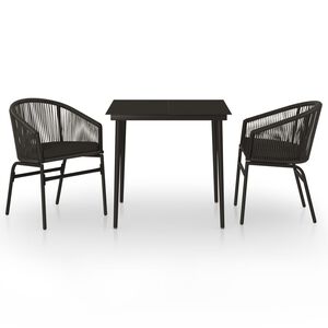 vidaXL Juego de comedor para jardín 3 piezas negro