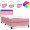 vidaXL Cama box spring con colch&oacute;n y LED terciopelo rosa 80x210 cm