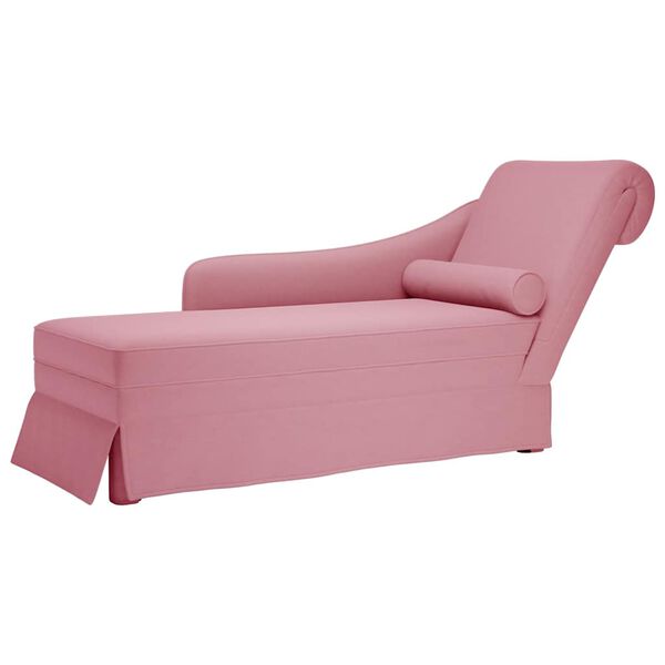 vidaXL Chaise longue respaldo reposabrazos derecho terciopelo rosa