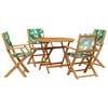 vidaXL Set de comedor jard&iacute;n 5 pzas tela madera maciza estampado hojas