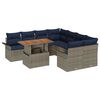 vidaXL Conjunto de sof&aacute;s de jard&iacute;n 9 uds. Gris y azul marino