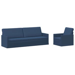 vidaXL Juego de Sof&aacute; 2 pcs Azul Tela