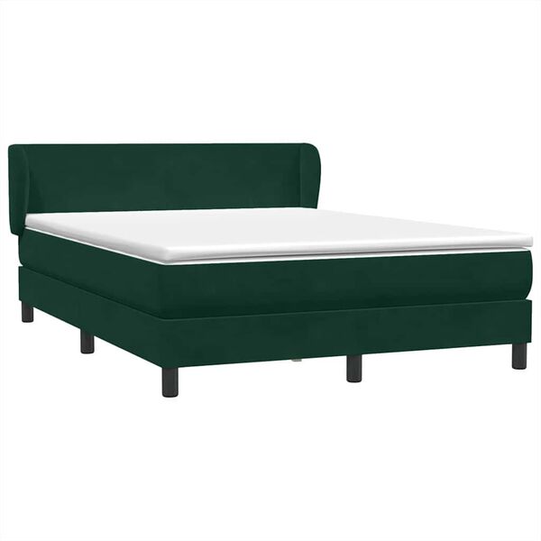 vidaXL Cama box spring con colch&oacute;n terciopelo verde oscuro 160x220 cm