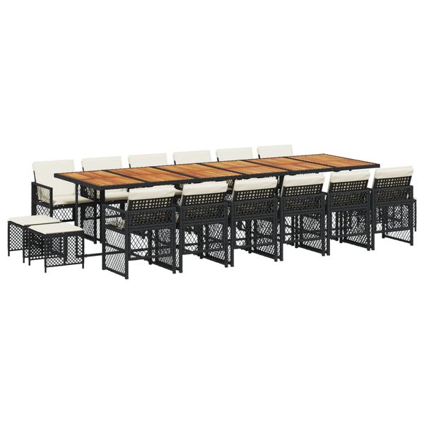 vidaXL Set de muebles jard&iacute;n 17 pzas con cojines rat&aacute;n sint&eacute;tico negro