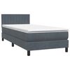 vidaXL Cama box spring con colch&oacute;n y LED terciopelo gris oscuro 100x220 cm
