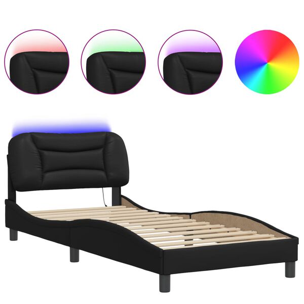 vidaXL Estructura de cama con LED sin colchón Hvar negro 80x200 cm