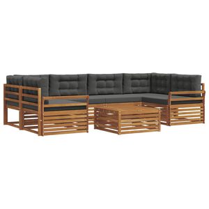 vidaXL Conjunto de sof&aacute;s de exterior 7 pcs Natural y Antracita
