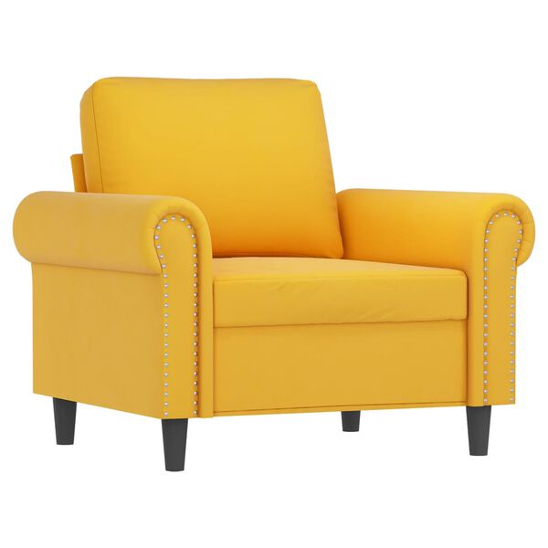 vidaXL Sill&oacute;n con taburete terciopelo amarillo claro 60 cm