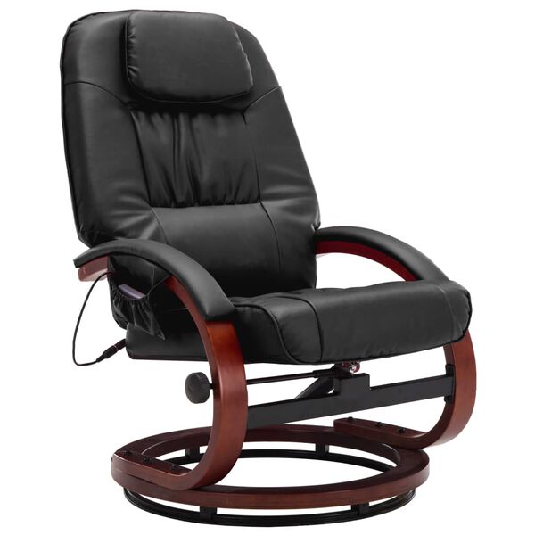 vidaXL Sillón de masaje con reposapiés cuero sintético negro