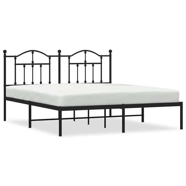 vidaXL Estructura cama sin colchón con cabecero metal negro 183x213 cm