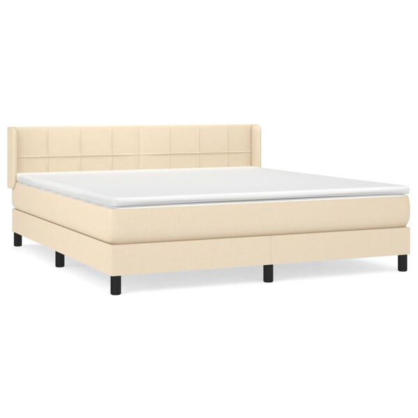 vidaXL Cama box spring con colch&oacute;n tela color crema 180x200 cm