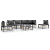 vidaXL Set muebles de jard&iacute;n 7 pzas y cojines rat&aacute;n PE gris antracita