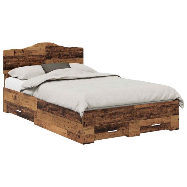 vidaXL Estructura de cama con cabecera Madera vieja 120 x 190 cm