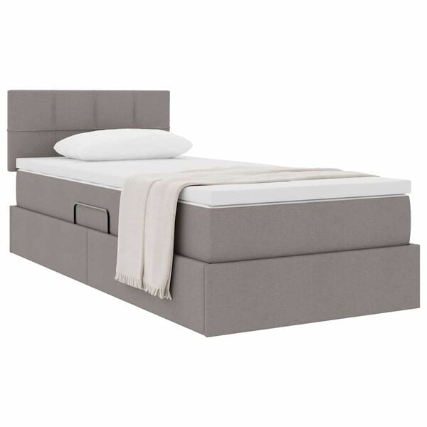vidaXL Cama con almacenamiento y colch&oacute;n con colch&oacute;n Taup&eacute; 90 x 200 cm