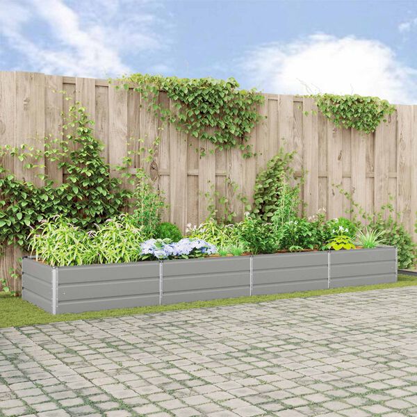 vidaXL Jardinera Gris Claro 195 x 100 x 45 cm Acero Galvanizado