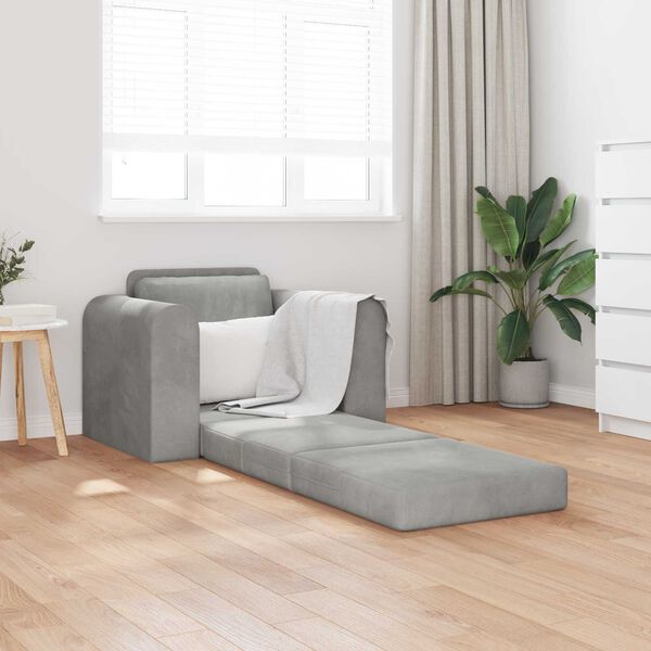 vidaXL Sof&aacute; cama Gris Claro 98 x 71 x 83 cm Terciopelo