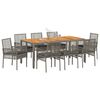vidaXL Conjunto de Comedor de Jard&iacute;n 9 pcs Gris rat&aacute;n sint&eacute;tico