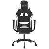 vidaXL Silla gaming de masaje con reposapi&eacute;s tela negro y blanco