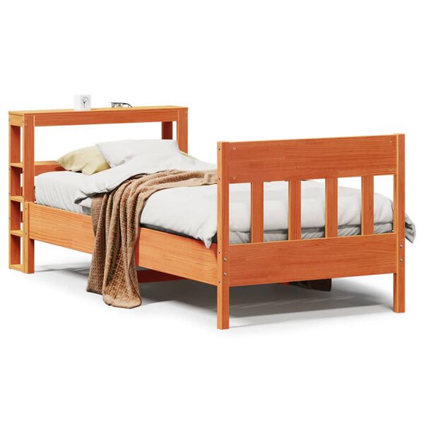 vidaXL Estructura de cama sin colch&oacute;n madera maciza marr&oacute;n 75x190 cm