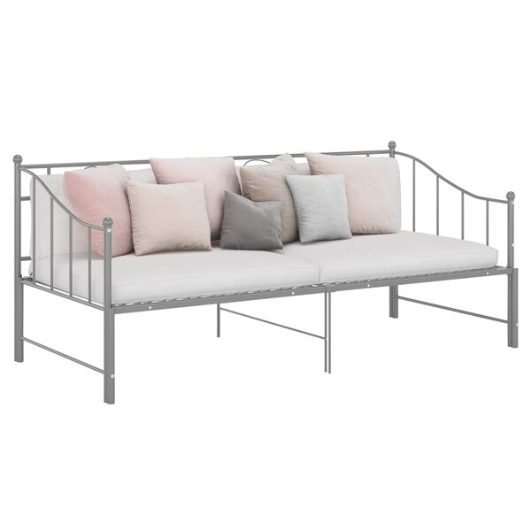 vidaXL Estructura sof&aacute; cama extra&iacute;ble sin colch&oacute;n metal gris 90x200 cm